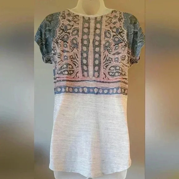 Lucky Brand Womens light gray Indian Mural T-shirt women's size Small - Picture 12 of 13